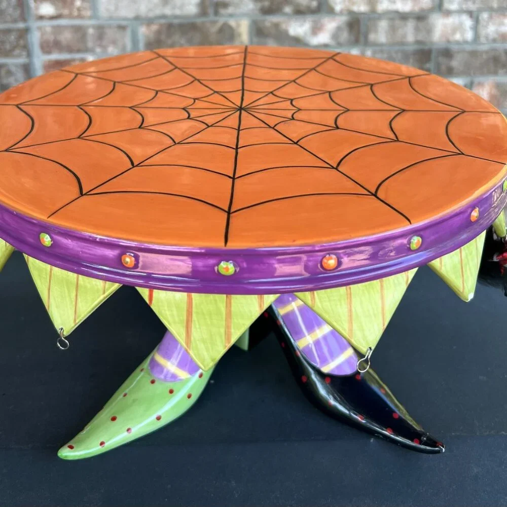 Dept 56 Patience Brewster witch feet Halloween spooky cake plate stand decor - Picture 15 of 15
